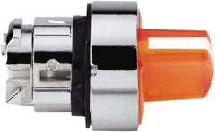 Schneider Electric - 22mm Mount Hole, 3 Position, Handle Operated, Selector Switch - Orange, Momentary (MO), Illuminated, Shock, Vibration and Water Resistant - Exact Industrial Supply