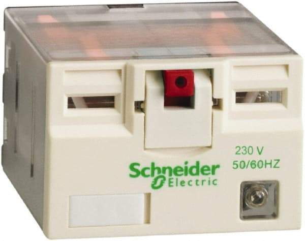 Schneider Electric - 3,750 VA Power Rating, Electromechanical Plug-in General Purpose Relay - 15 Amp at 250 VAC & 28 VDC, 4CO, 230 VAC - Exact Industrial Supply