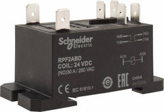 Schneider Electric - 7,500 VA Power Rating, Electromechanical Plug-in General Purpose Relay - 20 Amp at 28 VDC, 25 at 28 VDC, 30 at 250/277 VAC, 2NO, 24 VDC - Exact Industrial Supply