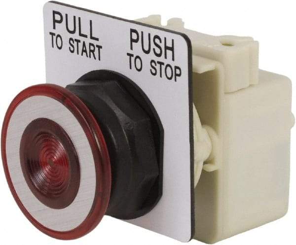 Schneider Electric - 30mm Mount Hole, Extended Straight, Pushbutton Switch Only - Red Pushbutton, Maintained (MA) - Exact Industrial Supply