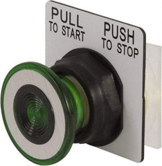 Schneider Electric - 30mm Mount Hole, Extended Mushroom Head, Extended Straight, Pushbutton Switch - Round, Green Pushbutton, Maintained (MA) - Exact Industrial Supply