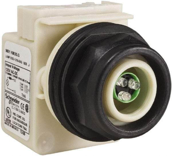 Schneider Electric - 120 V LED Indicating Light - Round Lens, Screw Clamp Connector, Corrosion Resistant, Dust Resistant, Oil Resistant - Exact Industrial Supply