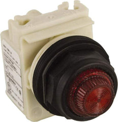 Schneider Electric - 120 VAC Red Lens LED Pilot Light - Round Lens, Screw Clamp Connector, 54mm OAL x 42mm Wide, Vibration Resistant - Exact Industrial Supply