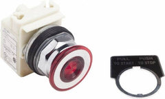 Schneider Electric - 30mm Mount Hole, Extended Straight, Pushbutton Switch Only - Red Pushbutton, Maintained (MA) - Exact Industrial Supply