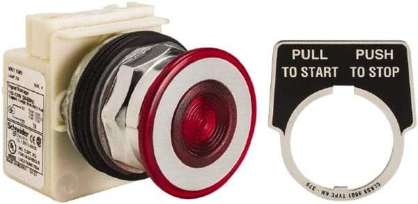 Schneider Electric - 30mm Mount Hole, Extended Straight, Pushbutton Switch Only - Red Pushbutton, Maintained (MA) - Exact Industrial Supply