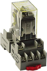 Square D - 14 Pins, 300 VAC, 10 Amp, Spade Relay Socket - DIN Rail Mount, Panel Mount, Screw Clamp Terminal - Exact Industrial Supply