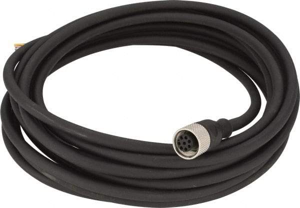 Telemecanique Sensors - 2 Amp, M12 8 Pin Female Straight Cordset Sensor and Receptacle - 250 VAC, 300 VDC, 5m Cable Length, IP67 Ingress Rating - Exact Industrial Supply