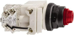 Schneider Electric - 24 V Red Lens LED Press-to-Test Indicating Light - Octagonal Lens, Screw Clamp Connector, Vibration Resistant - Exact Industrial Supply