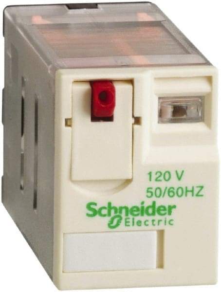 Schneider Electric - 3,750 VA Power Rating, Electromechanical Plug-in General Purpose Relay - 15 Amp at 250 VAC & 28 VDC, 2CO, 120 VAC - Exact Industrial Supply