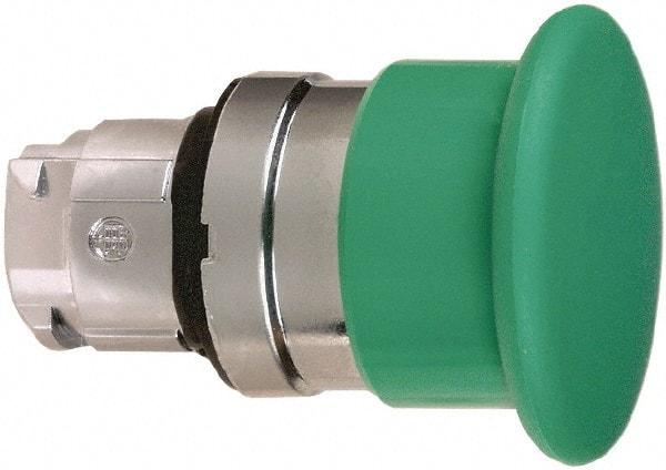 Schneider Electric - 22mm Mount Hole, Extended Mushroom Head, Pushbutton Switch Only - Round, Green Pushbutton, Nonilluminated, Momentary (MO) - Exact Industrial Supply