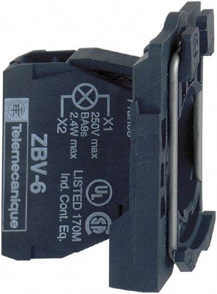 Schneider Electric - 24 VAC/VDC at 50/60 Hz Blue Lens LED Indicating Light - Screw Clamp Connector, Electromagnetic Field Resistant, Electrostatic Discharge Resistant, Vibration Resistant - Exact Industrial Supply