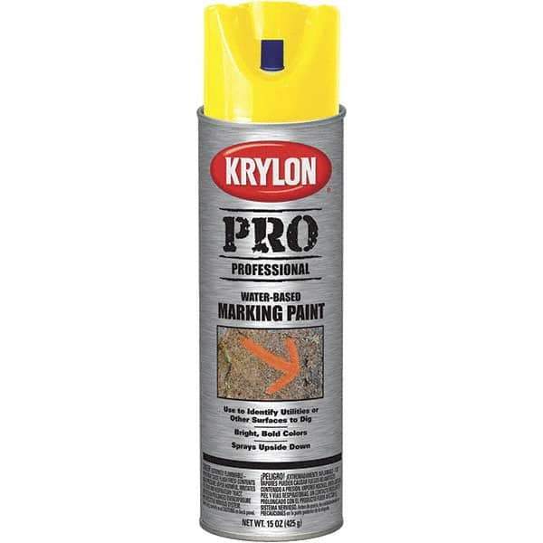 Krylon - 15 fl oz Yellow Marking Paint - Water Base Formula - Exact Industrial Supply