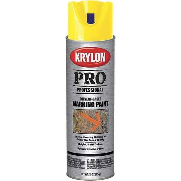 Krylon - 15 fl oz Yellow Marking Paint - Solvent Base Formula - Exact Industrial Supply