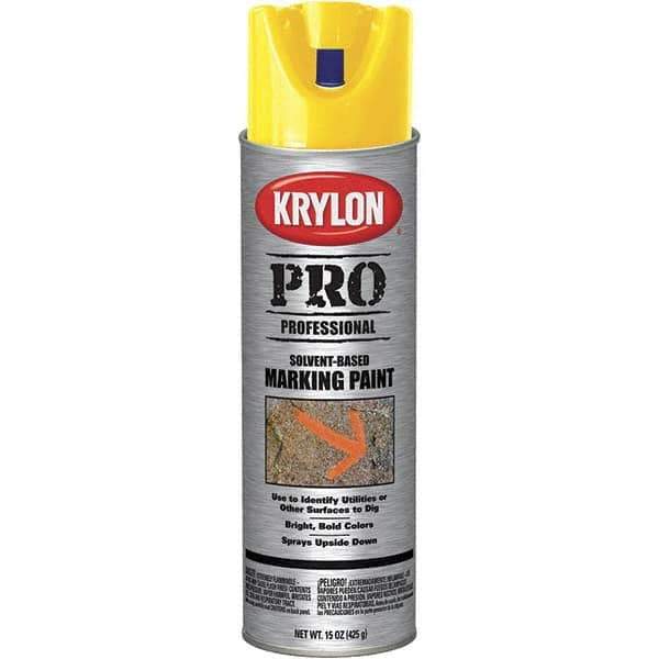 Krylon - 15 fl oz Yellow Marking Paint - Solvent Base Formula - Exact Industrial Supply