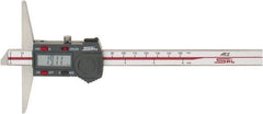 SPI - 0mm to 150mm ABS Plastic (Case) Electronic Depth Gage - 0.02mm Accuracy, 0.01mm Resolution, 4" Base Length - Exact Industrial Supply