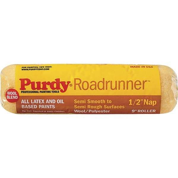 Purdy - 1/2" Nap, 9" Wide Paint Roller Cover - Semi-Smooth to Extra-Rough Texture, 50/50 Polyester & Wool Blend - Exact Industrial Supply