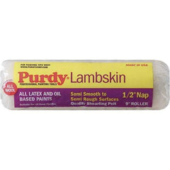 Purdy - 1/2" Nap, 9" Wide Paint Roller Cover - Semi-Smooth to Semi-Rough Texture, 100% Lambswool - Exact Industrial Supply