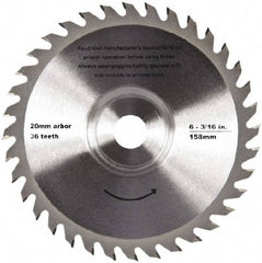 QEP - 6-3/16" Diam, 20mm Arbor Hole Diam, 36 Tooth Wet & Dry Cut Saw Blade - Tungsten Carbide-Tipped, Crosscut Action, Standard Round Arbor - Exact Industrial Supply