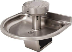 Acorn Engineering - Semi-Circular, Infrared Sensor, Wall Outlet Drain, 38" Diam, 3 Person Capacity, Stainless Steel, Wash Fountain - 0.5 GPM - Exact Industrial Supply