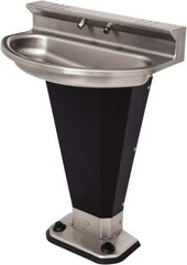 Acorn Engineering - Eliptical, Foot-Controlled, Wall Outlet Drain, 27-3/4" Diam, 2 Person Capacity, Stainless Steel & Vinylclad Galvanized Steel, Wash Fountain - 0.5 GPM - Exact Industrial Supply