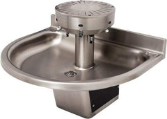 Acorn Engineering - Semi-Circular, Infrared Sensor, Wall Outlet Drain, 38" Diam, 4 Person Capacity, Stainless Steel, Wash Fountain - 0.5 GPM - Exact Industrial Supply