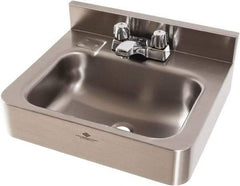 Acorn Engineering - 9-1/2" Long x 14-1/2" Wide Inside, 1 Compartment, Grade 304 Stainless Steel Lavatory Sink-Wall Hung - 16 Gauge, 15" Long x 18" Wide x 7" High Outside, 6" Deep - Exact Industrial Supply