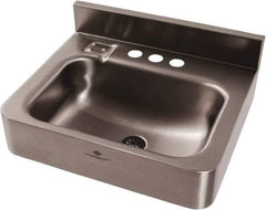 Acorn Engineering - 9-1/2" Long x 14-1/2" Wide Inside, 1 Compartment, Grade 304 Stainless Steel Lavatory Sink-Wall Hung - 16 Gauge, 15" Long x 18" Wide x 7" High Outside, 6" Deep - Exact Industrial Supply