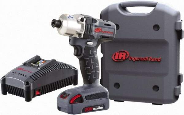 Ingersoll-Rand - 1/4" Drive 20 Volt Pistol Grip Cordless Impact Wrench & Ratchet - 1,900 RPM, 2,800 BPM, 160 Ft/Lb Torque, 1 Lithium-Ion Battery Included - Exact Industrial Supply