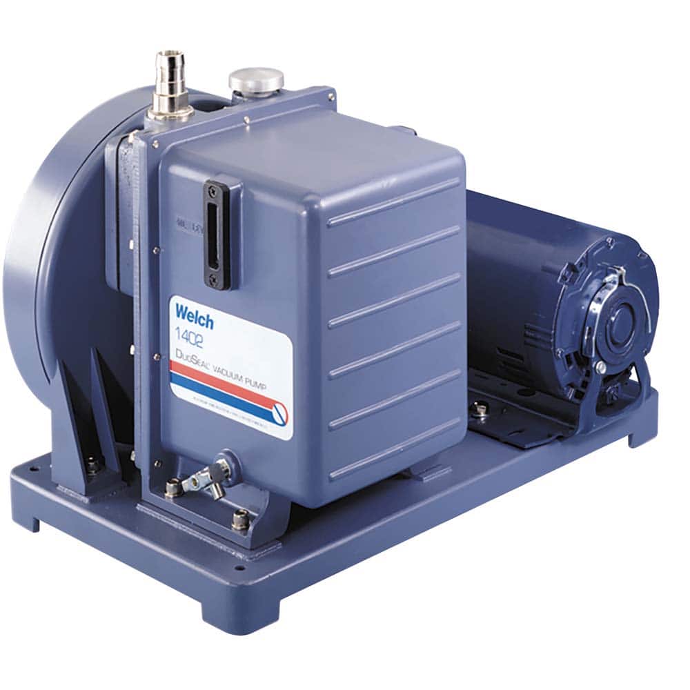 Welch - Rotary Vane-Type Vacuum Pumps; Horsepower: 0.5 ; Voltage: 208/230/460 ; Cubic Feet per Minute: 5.60 ; Length (Decimal Inch): 20.0000 ; Width (Decimal Inch): 12.0000 ; Height (Inch): 15 - Exact Industrial Supply