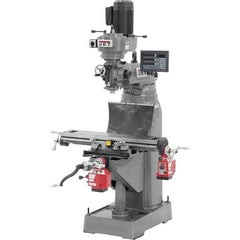 Jet - 7-7/8" Table Width x 35-3/4" Table Length, Variable Speed Pulley Control, 1 Phase Knee Milling Machine - R8 Spindle Taper, 1-1/2 hp - Exact Industrial Supply