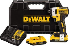 DeWALT - 20 Volt, 1/4" Drive, 20, 125, 152 Ft/Lb Torque, Cordless Impact Driver - 1000, 2800, 3250 RPM, 2 Lithium-Ion Batteries Included - Exact Industrial Supply