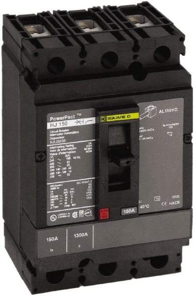 Square D - 45 Amp, 250 VDC, 600 VAC, 3 Pole, Panel Mount Molded Case Circuit Breaker - Thermal Magnetic Trip, Multiple Breaking Capacity Ratings, 14-3/0 AWG - Exact Industrial Supply