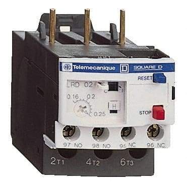 Schneider Electric - 0.4 to 0.63 Amp, 690 VAC, Thermal IEC Overload Relay - Trip Class 10A, For Use with LC1D09 and LC1D38 - Exact Industrial Supply