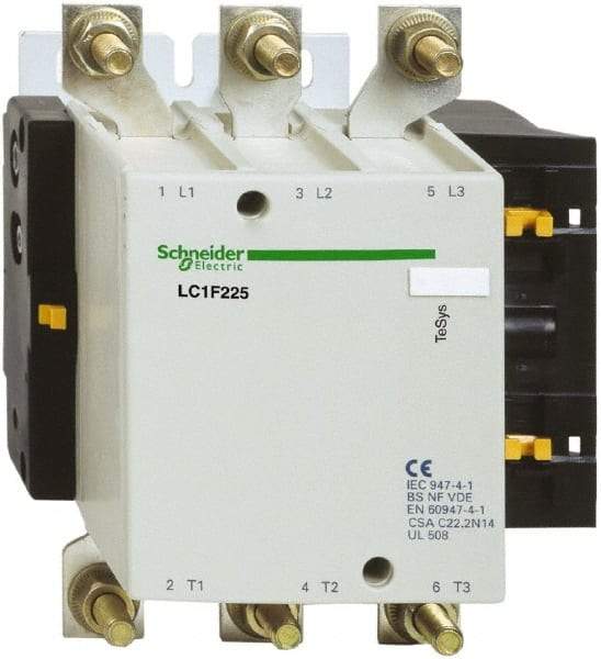 Schneider Electric - 3 Pole, 110 Coil VAC, 225 Amp at 440 VAC, Nonreversible IEC Contactor - Bureau Veritas, CCC, CSA, DNV, EN/IEC 60947-1, EN/IEC 60947-4-1, GL, JEM 1038, LROS, RINA, RMRoS, RoHS Compliant, UL Listed - Exact Industrial Supply