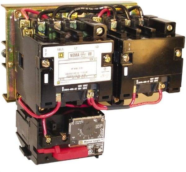 Square D - 208 Coil VAC at 60 Hz, 9 Amp, Reversible Open Enclosure NEMA Motor Starter - 3 Phase hp: 1-1/2 at 200 VAC, 1-1/2 at 230 VAC, 2 at 460 VAC, 2 at 575 VAC - Exact Industrial Supply