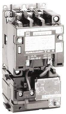 Square D - 24 Coil VAC at 60 Hz, 27 Amp, NEMA Size 1, Nonreversible Open Enclosure NEMA Motor Starter - 3 Phase hp: 10 at 460 VAC, 10 at 575 VAC, 7-1/2 at 200 VAC, 7-1/2 at 230 VAC - Exact Industrial Supply