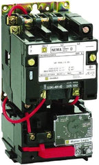 Square D - 110 Coil VAC at 50 Hz, 120 Coil VAC at 60 Hz, 9 Amp, Nonreversible Open Enclosure NEMA Motor Starter - 3 Phase hp: 1-1/2 at 200 VAC, 1-1/2 at 230 VAC, 2 at 460 VAC, 2 at 575 VAC - Exact Industrial Supply