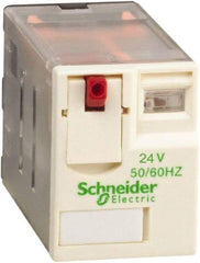 Schneider Electric - 1,500 VA Power Rating, Electromechanical Plug-in General Purpose Relay - 3 Amp at 250 VAC & 28 VDC, 6 at 250/277 VAC & 28 VDC, 8 Amp at 30 VDC, 4CO, 24 VAC at 50/60 Hz - Exact Industrial Supply