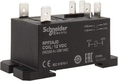 Schneider Electric - 7,500 VA Power Rating, Electromechanical Plug-in General Purpose Relay - 20 Amp at 28 VDC, 25 at 28 VDC, 30 at 250/277 VAC, 2NO, 12 VDC - Exact Industrial Supply