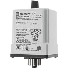 Square D - 0.66 min Delay, DPDT Time Delay Relay - 10 Contact Amp, 110 VDC & 120 VAC - Exact Industrial Supply