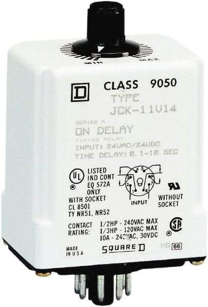 Square D - DPDT Time Delay Relay - 10 Contact Amp, 24 VAC/VDC - Exact Industrial Supply