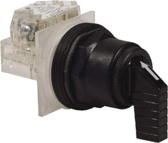 Schneider Electric - 1.18 Inch Mount Hole, 3 Position, Knob and Pushbutton Operated, Selector Switch - Black, Momentary (MO), Anticorrosive, Weatherproof, Dust and Oil Resistant - Exact Industrial Supply