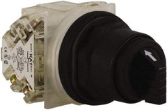 Schneider Electric - 1.18 Inch Mount Hole, 3 Position, Knob and Pushbutton Operated, Selector Switch - Black, Maintained (MA), Anticorrosive, Weatherproof, Dust and Oil Resistant - Exact Industrial Supply