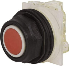 Schneider Electric - 30mm Mount Hole, Flush, Pushbutton Switch with Contact Block - Octagon, Red Pushbutton, Momentary (MO) - Exact Industrial Supply