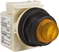 Schneider Electric - 24 V, 28 V Amber Lens Indicating Light - Round Lens, Screw Clamp Connector, Corrosion Resistant, Dust Resistant, Oil Resistant - Exact Industrial Supply