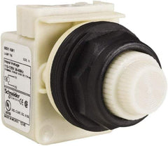 Schneider Electric - 110 VAC at 50/60 Hz via Transformer, 120 VAC at 50/60 Hz via Transformer White Lens Indicating Light - Round Lens, Screw Clamp Connector, Corrosion Resistant, Dust Resistant, Oil Resistant - Exact Industrial Supply