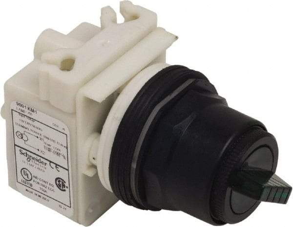 Schneider Electric - 1.18 Inch Mount Hole, 2 Position, Knob and Pushbutton Operated, Selector Switch Only - Green, Maintained (MA), without Contact Blocks, Anticorrosive, Weatherproof, Dust and Oil Resistant - Exact Industrial Supply