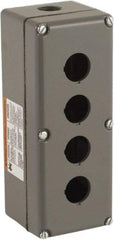 Schneider Electric - 4 Hole, 30mm Hole Diameter, Aluminum Pushbutton Switch Enclosure - 1, 3, 4, 6, 12, 13 NEMA Rated - Exact Industrial Supply