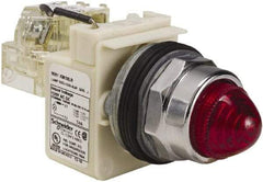 Schneider Electric - 120 VAC Red Lens LED Indicating Light - Screw Clamp Connector - Exact Industrial Supply