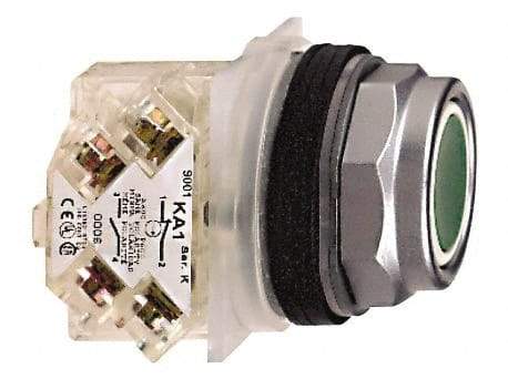 Schneider Electric - 30mm Mount Hole, Flush, Pushbutton Switch with Contact Block - Octagon, Multicolor Pushbutton, Momentary (MO) - Exact Industrial Supply